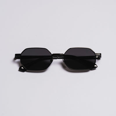 Black sunglasses on a light gray background